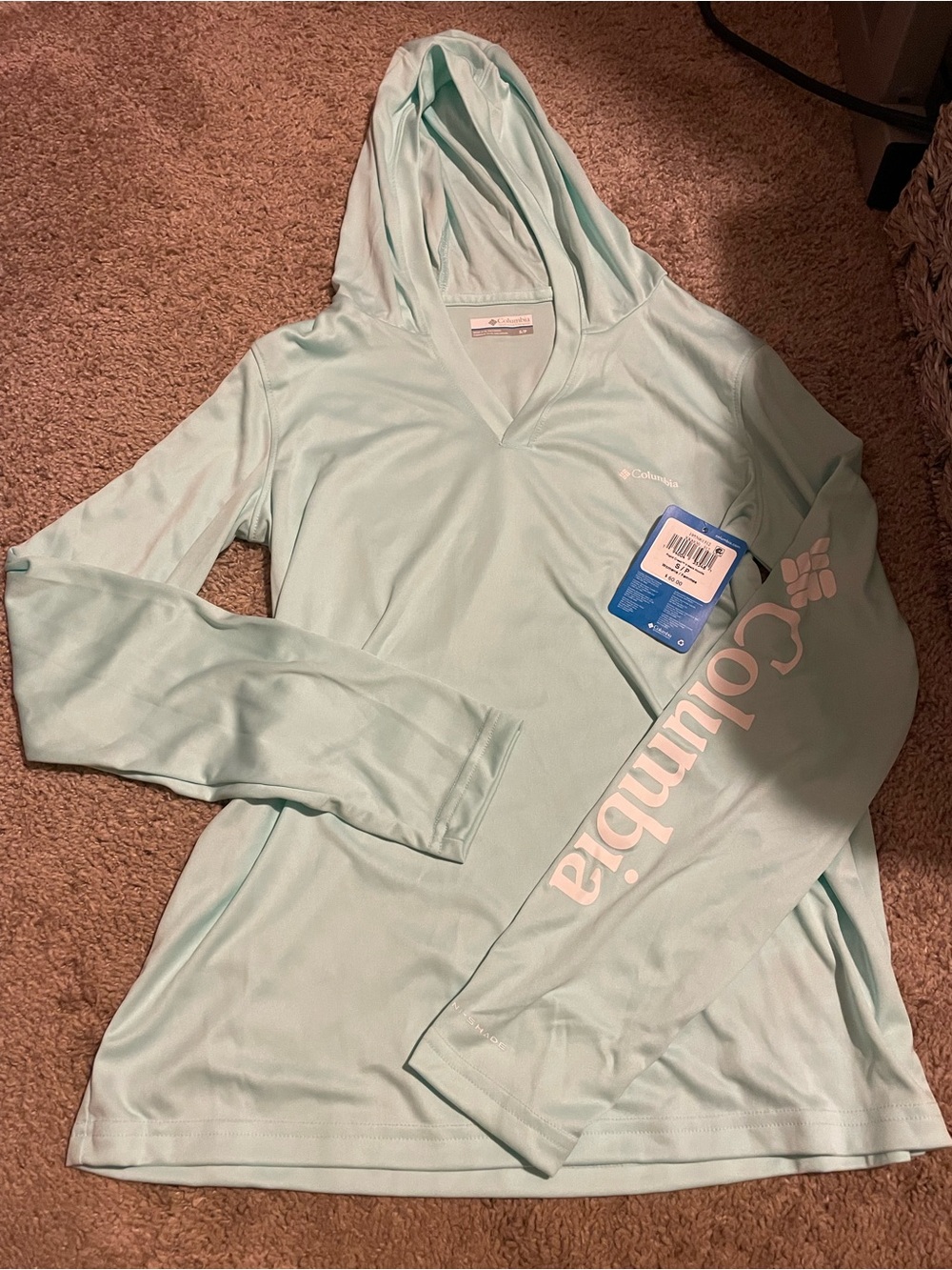 Columbia Women's Lightweight Hooded Long-Sleeve UPF 50 Sun Protection Top - Mint